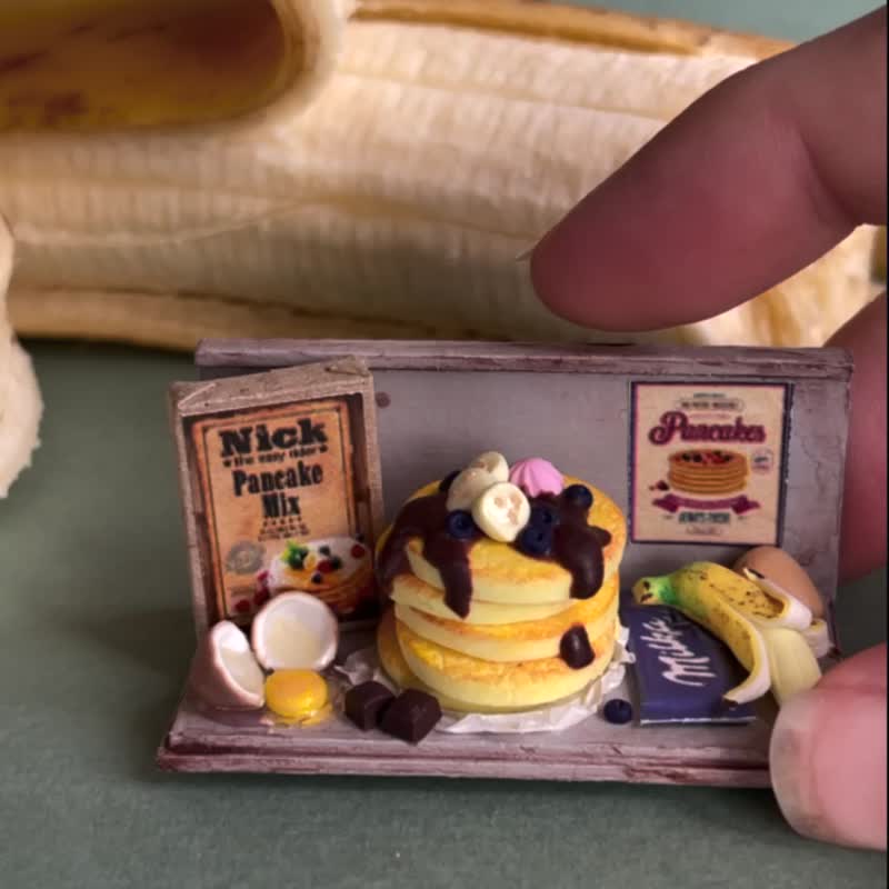 Miniature Pancake Making set for Dollhouse - 公仔/玩偶 - 其他金屬 多色