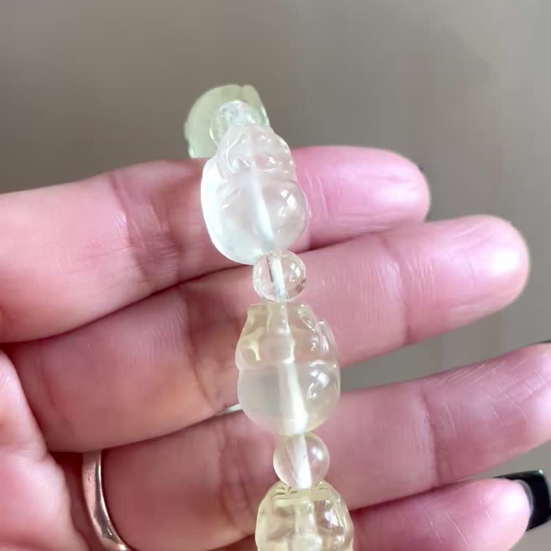 吸取正能量 【檸檬黃水晶貔貅設計手串】招財神器/一物一拍 - 手鍊/手環 - 水晶 黃色