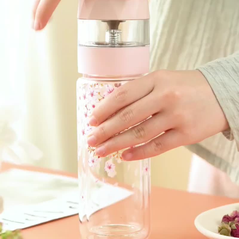 PO: Easy Brew Tea Glass Bottle (Lemon-White Rose-Sakura Tree) - ถ้วย - แก้ว หลากหลายสี