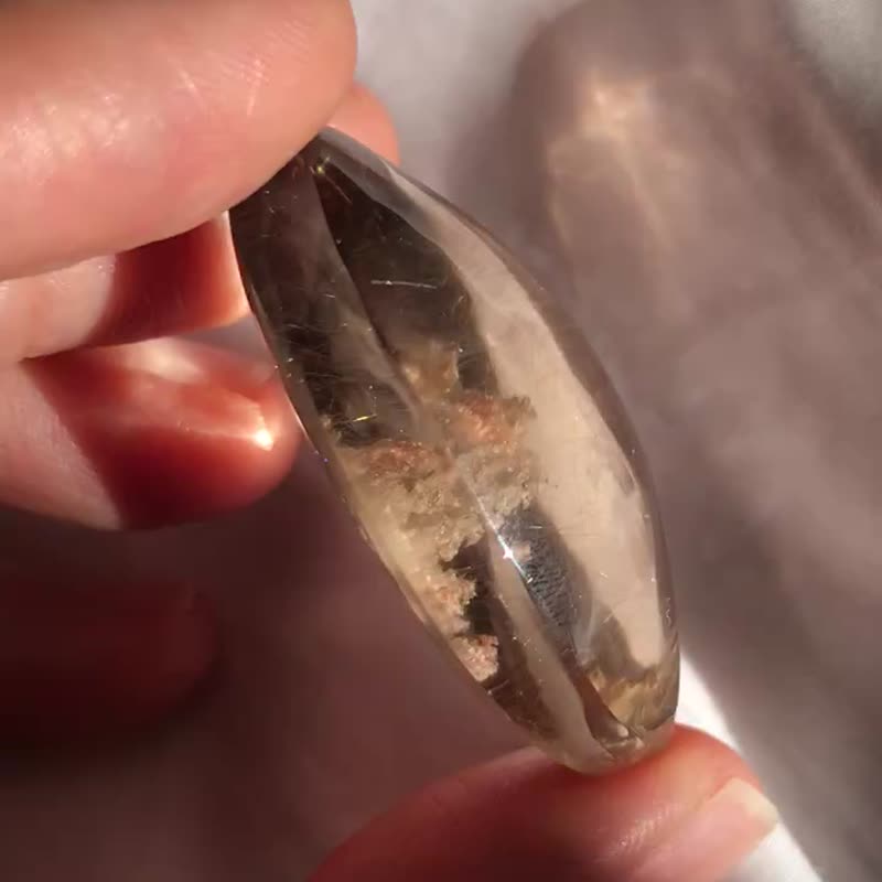 巴西 幽靈水晶 幽靈穿髪 金髪晶 高清 幽靈 擺設 手把玩 - 擺飾/家飾品 - 水晶 卡其色