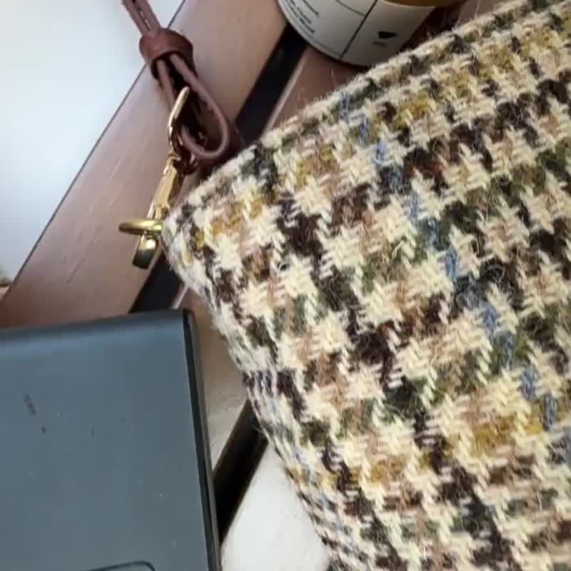 ハリス 粗花 バケットバッグ 女性 ハリス ツイード ワンショルダー ニッチ ハンドバッグ 新しい 通勤 斜めバッグ - ショルダーバッグ - ウール 
