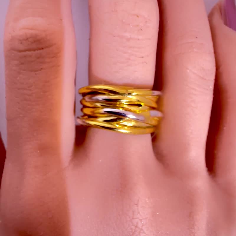 925 純銀戒指 螺旋設計 厚重帥氣銀戒 男女皆宜 - 對戒 - 銀 咖啡色