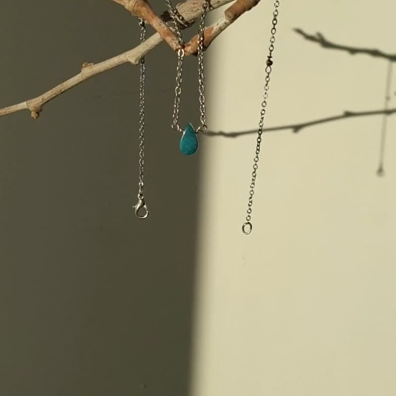 Apatite Teardrop Necklace, 925 silver, boho accessory, sagittarius stone gift - 項鍊 - 寶石 藍色