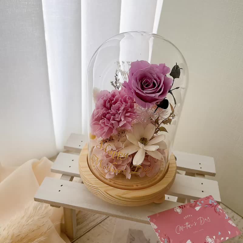 Miss。花謎 微光之境 康乃馨玻璃罩 玻璃盅 - 乾燥花/永生花 - 植物．花 紫色