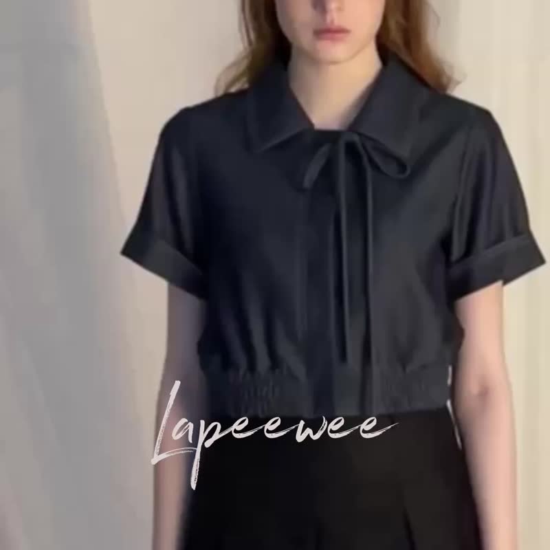 短袖牛仔短外套 - 女上衣/長袖上衣 - 其他材質 藍色