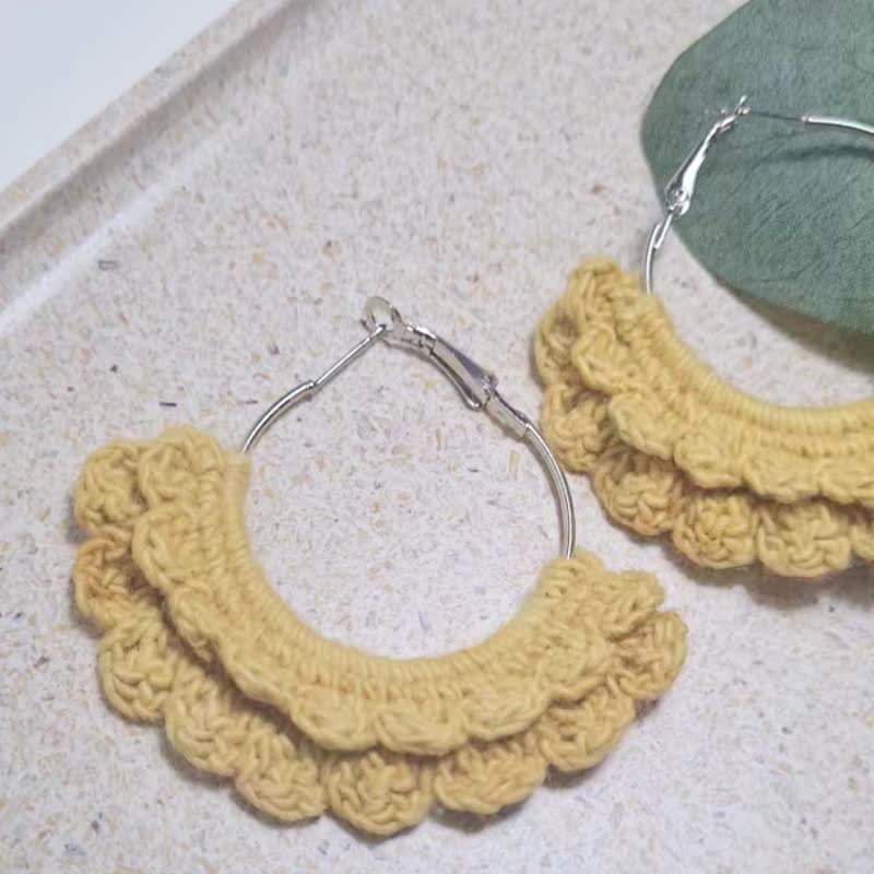 Hoop Earings - 耳環/耳夾/耳骨夾 - 棉．麻 