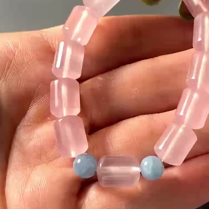 特價中莫三比克粉水晶海藍寶手串手鍊 - 手鍊/手環 - 水晶 粉紅色