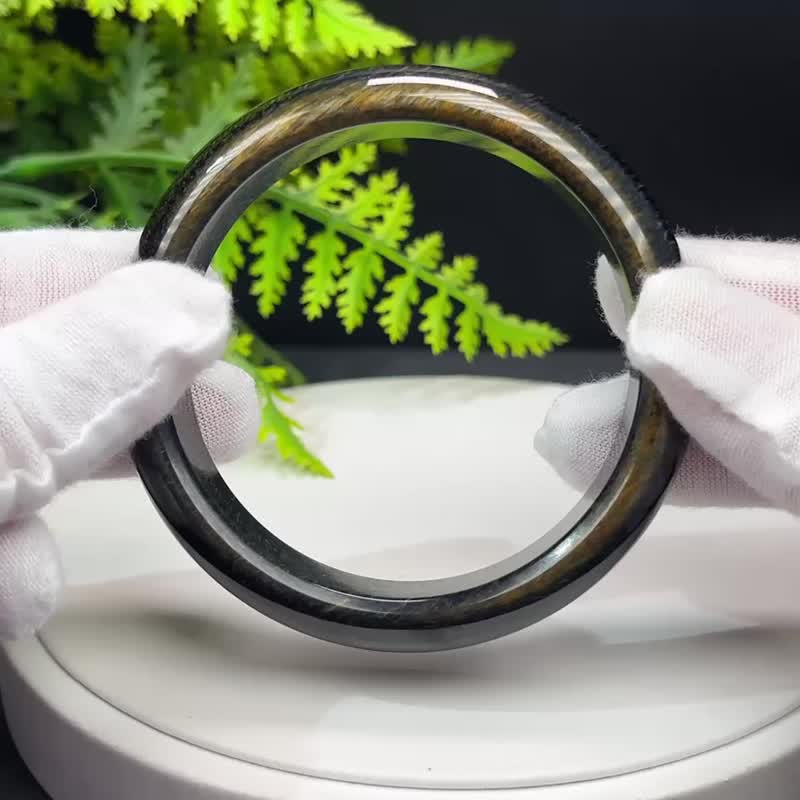 高品質 藍黃虎眼石手鐲 60MM 半盆流星紋藍黃虎晴石手環 自信冷靜 - 手鍊/手環 - 寶石 