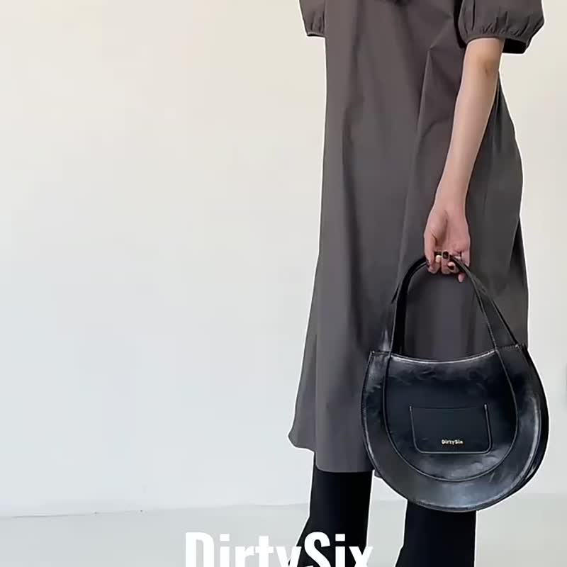 Black Ry Mack Minimalist Line Topline Arc Bag Handheld Shoulder Bag Retro HOBO Shoulder Back Armpit Bag - Handbags & Totes - Faux Leather Black