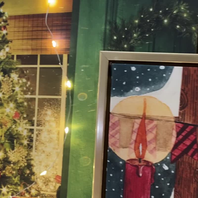 一起堆雪人II -聖誕手繪雪人複製畫/聖誕樹插畫掛畫/耶誕交換禮物 - 海報/掛畫/掛布 - 棉．麻 多色