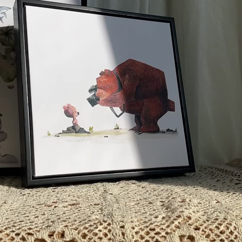 紀錄你的成長 - 親子插畫風掛畫/溫馨父親節禮物/兒童遊戲房佈置 - 海報/掛畫/掛布 - 棉．麻 咖啡色