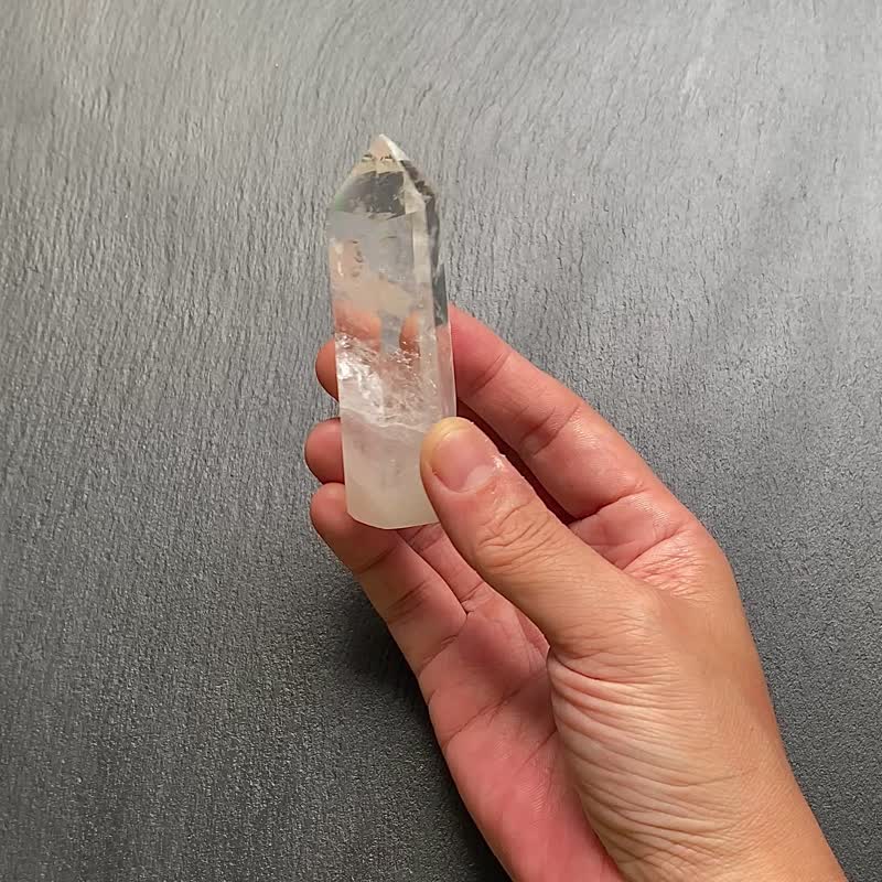 天然帶彩白水晶能量柱 冥想 淨化 辦公室 風水擺件 快速出貨 - 擺飾/家飾品 - 水晶 白色