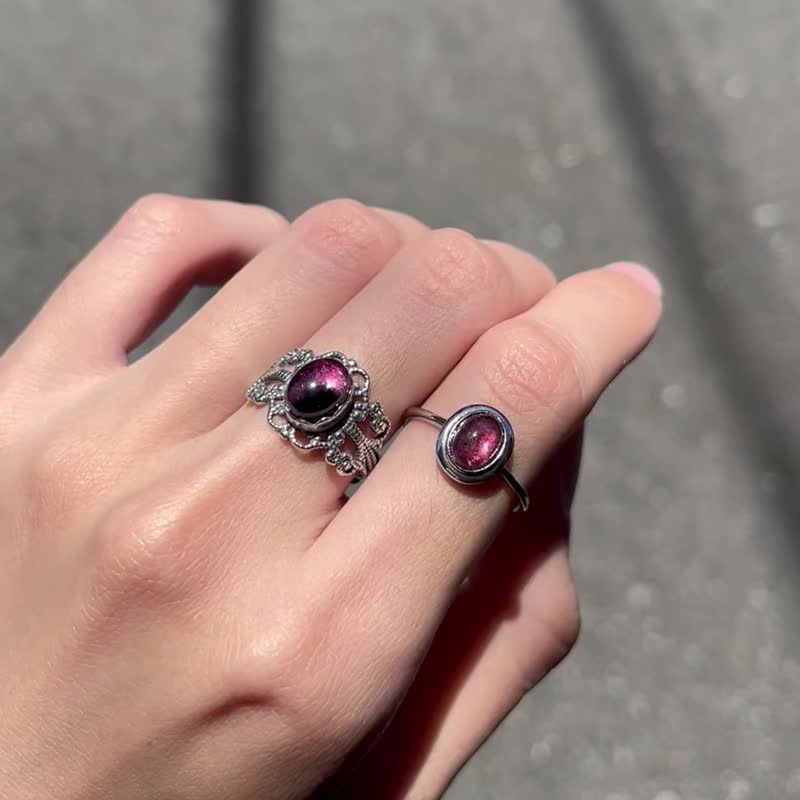 Xiyingyao 925 Silver Tourmaline Pink Tourmaline Crystal Watermelon Tourmaline Live Ring Ethnic Style Hippie - General Rings - Crystal Silver