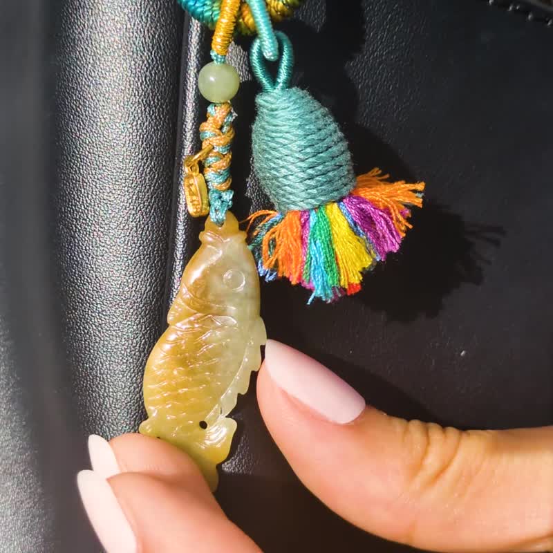 黃翡年年有魚吊飾 - 吊飾/掛飾 - 玉石 黃色