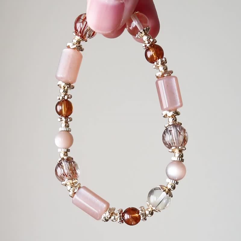 [Orange Marmalade] Stone Orange Moonlight Black Gold Super Seven Citrine/Lucky/ - Bracelets - Crystal Orange