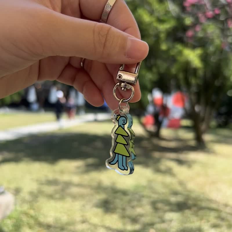 恐龍聖誕樹 | 壓克力吊飾 | 鑰匙圈 - 鑰匙圈/鑰匙包 - 防水材質 藍色