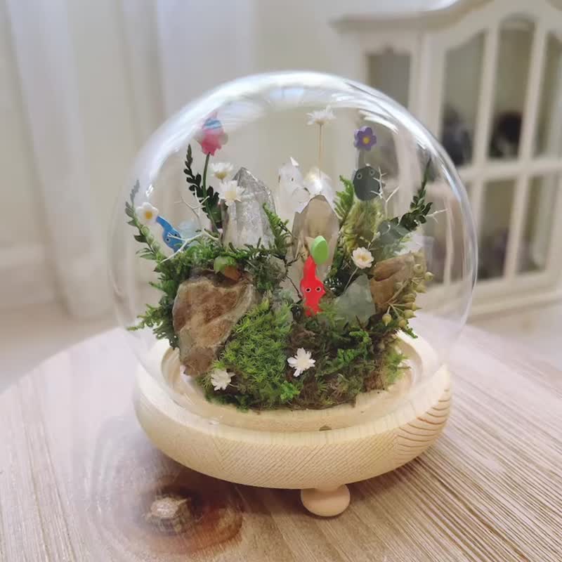 小夜燈 Pikmin 皮克敏 一起來打水晶菇。白水晶簇原礦 永生葉材 - 植栽/盆栽 - 水晶 白色