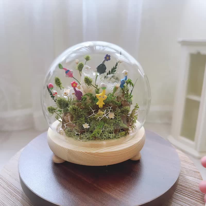 小夜燈 Pikmin 皮克敏 一起來打水晶菇。白水晶簇原礦 永生葉材 - 盆栽/植栽 - 水晶 白色