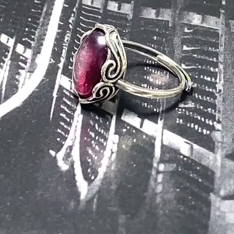 紫鋰雲母925銀戒指 - 戒指 - 水晶 紫色