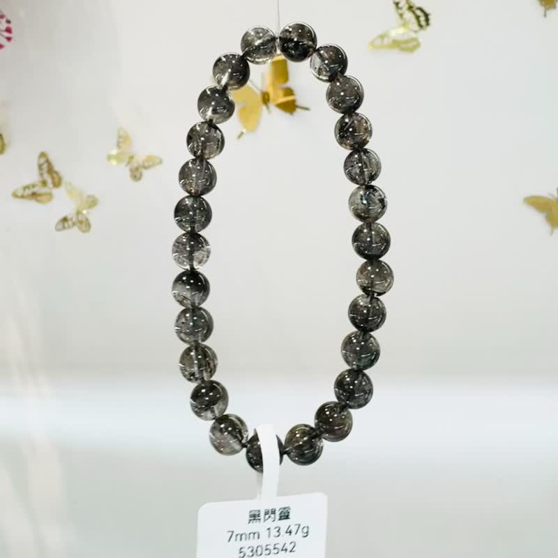 小精品赫基蒙黑武士黑閃靈7mm13.47g不受噩夢擾侵淨化七輪 - 手鍊/手環 - 水晶 黑色