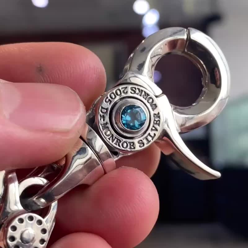 bike keyholeder,sterling silver,blue topaz,biker jewelry,present for him,kc02 - ที่ห้อยกุญแจ - เงินแท้ สีเงิน