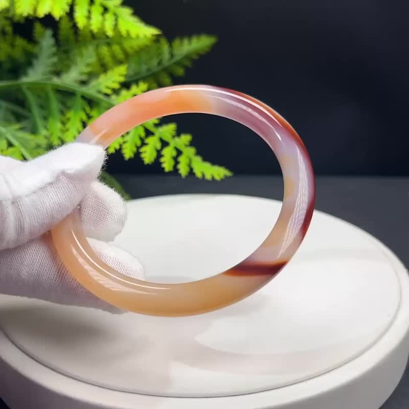 精品 瑪瑙手鐲 58MM 溫潤起光多彩仙女條玉髓手環 熱情活力保護 - 手鍊/手環 - 半寶石 多色