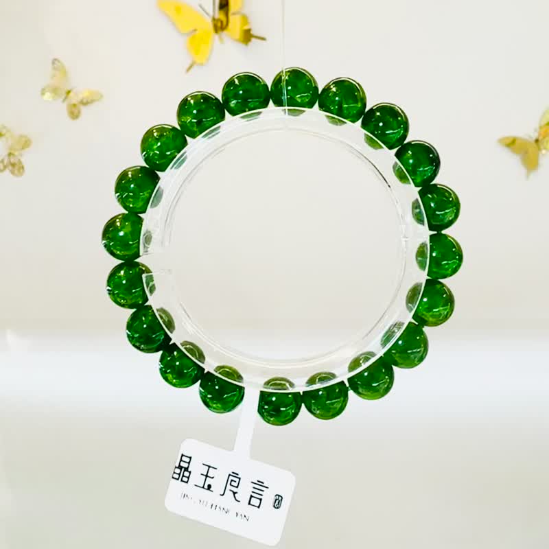 天然濃綠透輝石9.5mm24g水晶淨化修復能量磁場精神療癒清新憂鬱 - 手鍊/手環 - 水晶 綠色