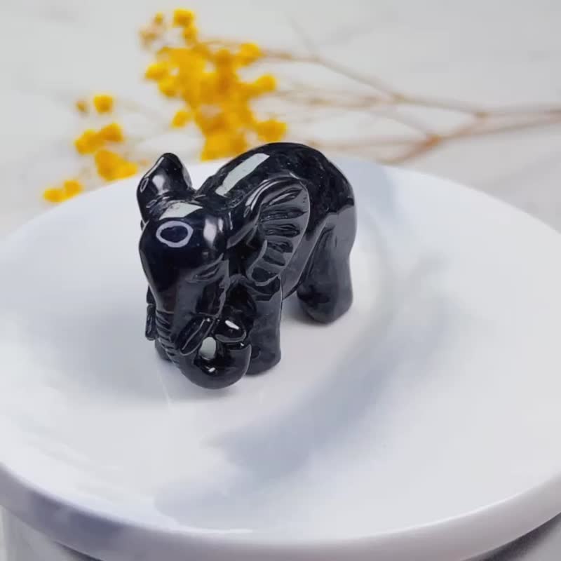 【吉象福壽】烏雞翡翠大象擺飾擺件 | 天然緬甸玉翡翠A貨 | 送禮 - 擺飾/家飾品 - 玉石 黑色