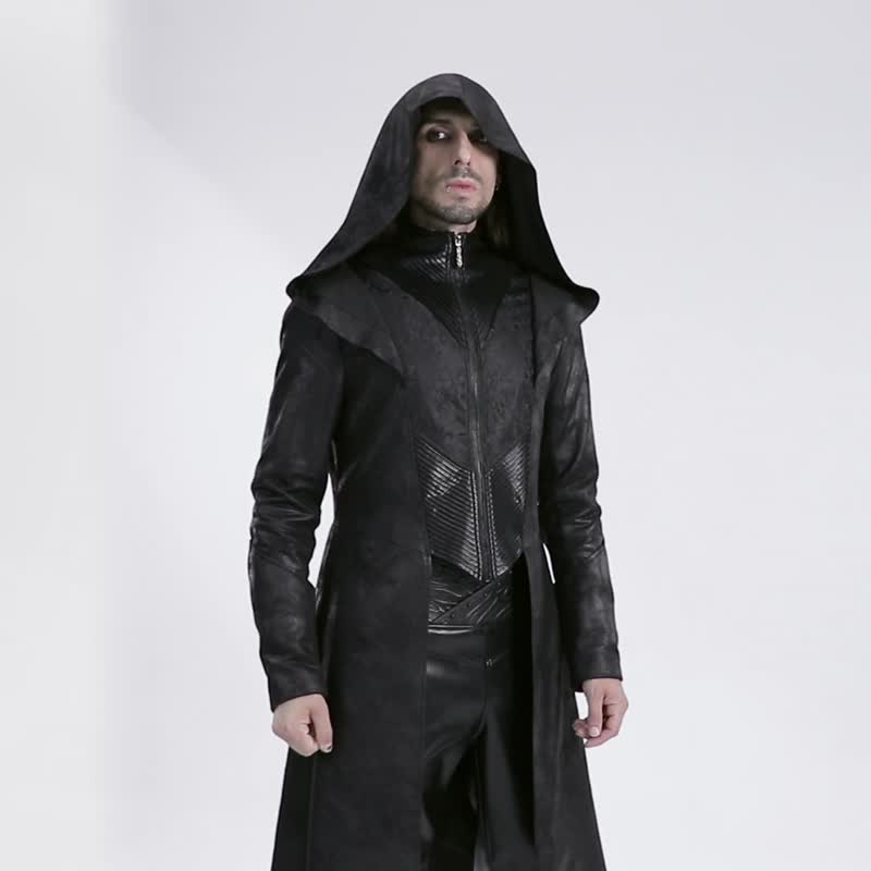 Hermetic Wizard Ritual Leather Jacket/ Faux Two Piece - Men's Coats & Jackets - Other Materials Black