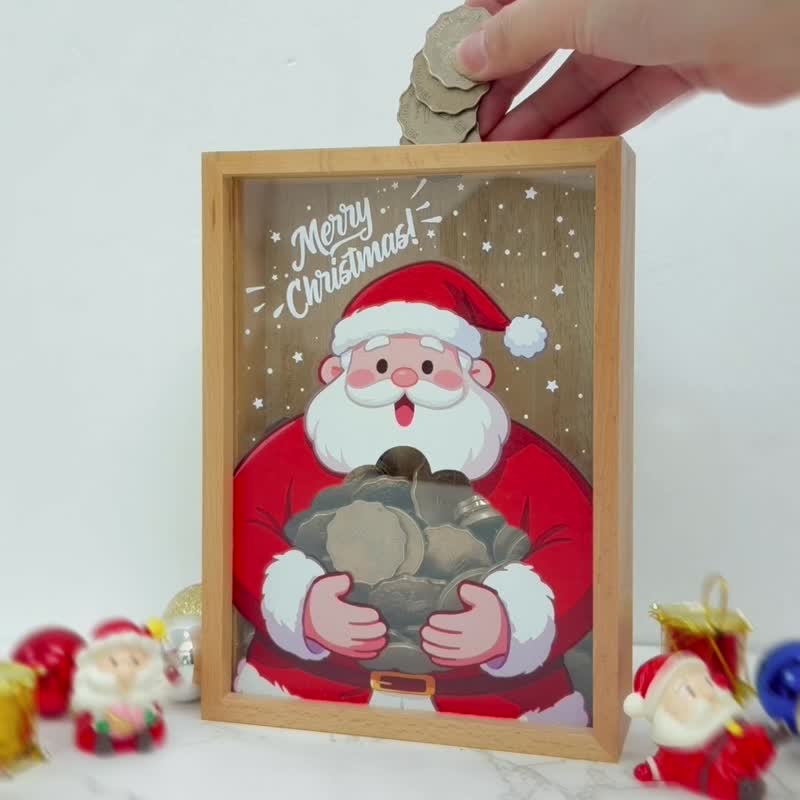 【香港製作】錢罌|錢箱|聖誕老人錢罌|聖誕節禮物|聖誕交換禮物 - 存錢筒 - 木頭 