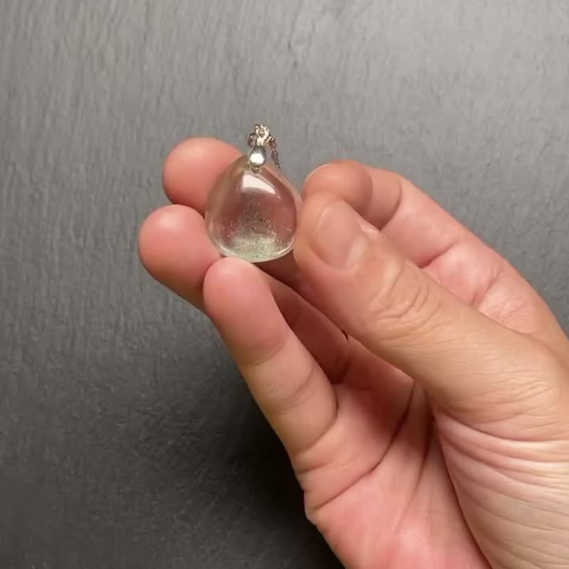 冰透綠幽靈金字塔 天然異像 幽靈水晶 925純銀鈦鋼項鍊 - 項鍊 - 水晶 多色