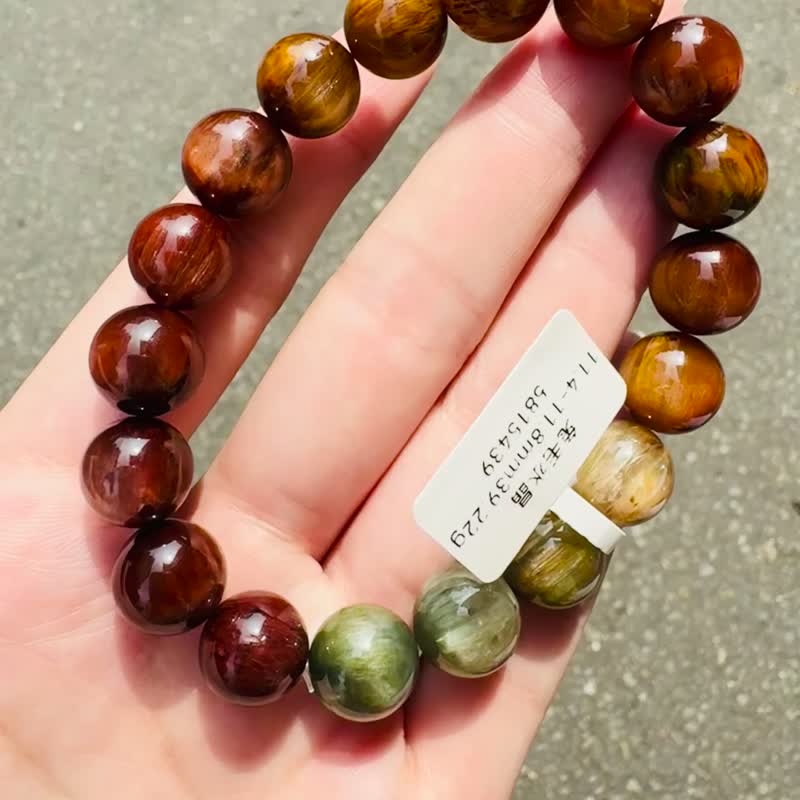 小資本秋冬色兔毛水晶11.4-11.8mm39.22g正向積極防負面帶灰兔毛 - 手鍊/手環 - 水晶 多色