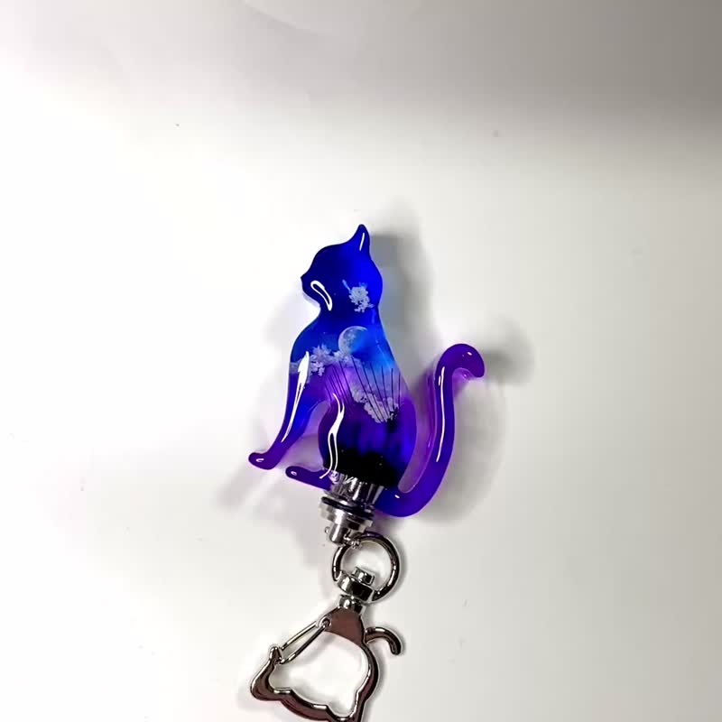 僅限國際配送　雲樹脂貓照亮天空　黃昏 3 - 鎖匙扣/鎖匙包 - 樹脂 多色