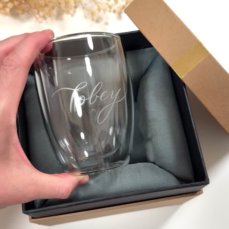 【客制 咖啡杯】雙層隔熱 刻名 定制 咖啡 玻璃杯 結婚 生日禮物 - 咖啡杯/馬克杯 - 玻璃 透明