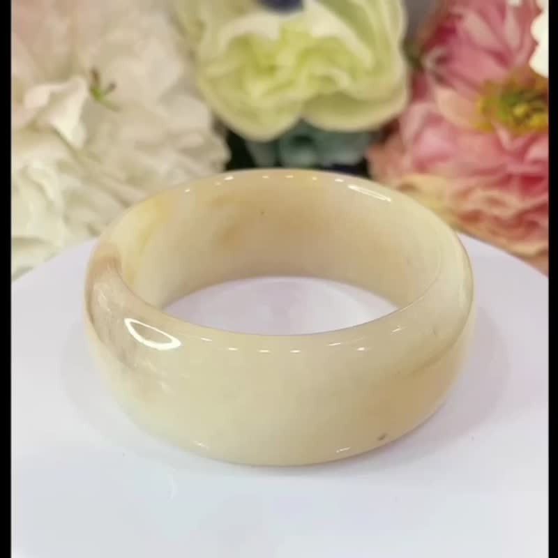 NO.14冰潤寬版金絲玉紫羅蘭 手鐲 60 MM 圈口 新疆料 輪胎鐲 - 手鍊/手環 - 玉石 多色