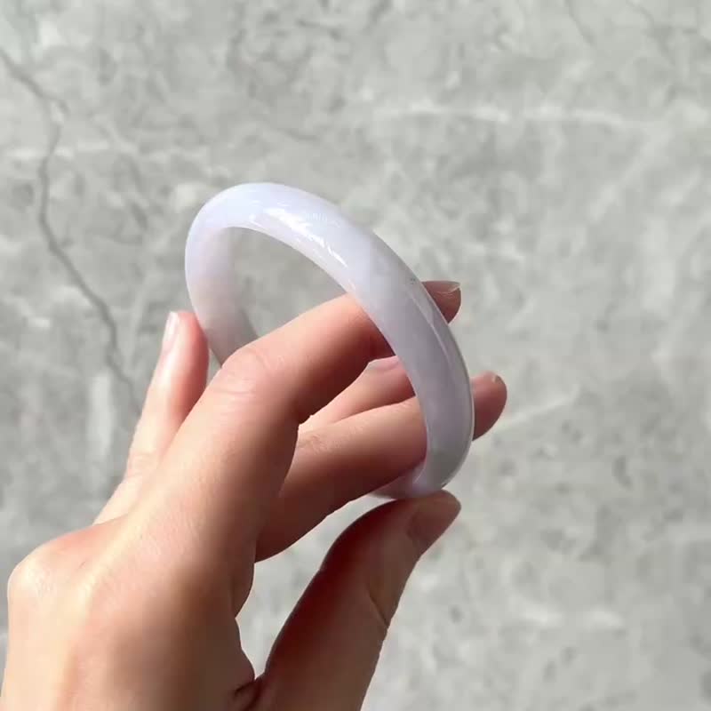 冰種 天然翡翠 緬甸翡翠 A玉 玉鐲 • 糯冰紫紅福翡翠福鐲 - 手鍊/手環 - 石頭 紫色