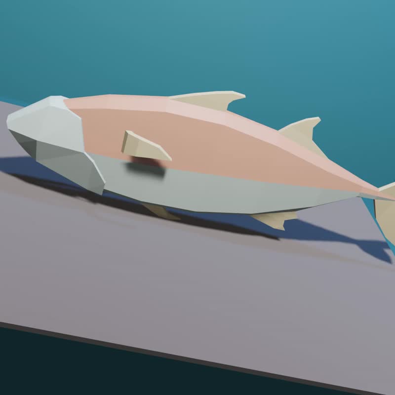Fish in lowpoly style, 3d model, paper object. - 其他數位設計 - 其他材質 