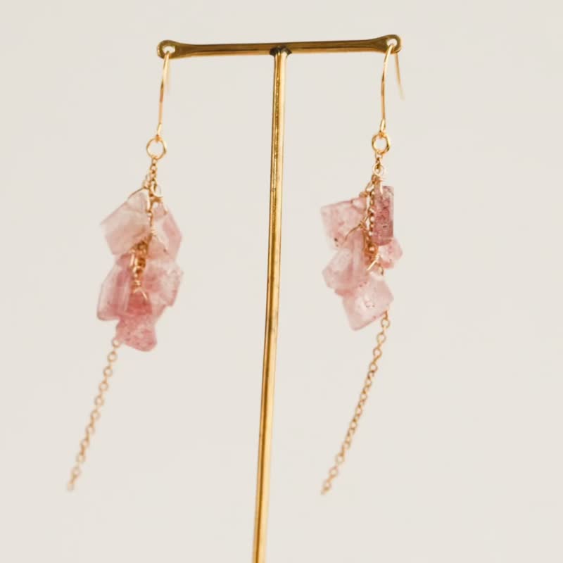 Pink Epidote Pierced Clip-On Pierced Earring Charm - Earrings & Clip-ons - Semi-Precious Stones Pink