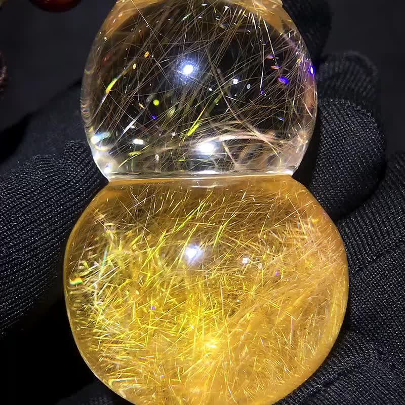 發晶葫蘆  精美金發晶葫蘆吊墜  個頭足  晶體干淨透徹  貓眼效 - 吊飾/掛飾 - 水晶 
