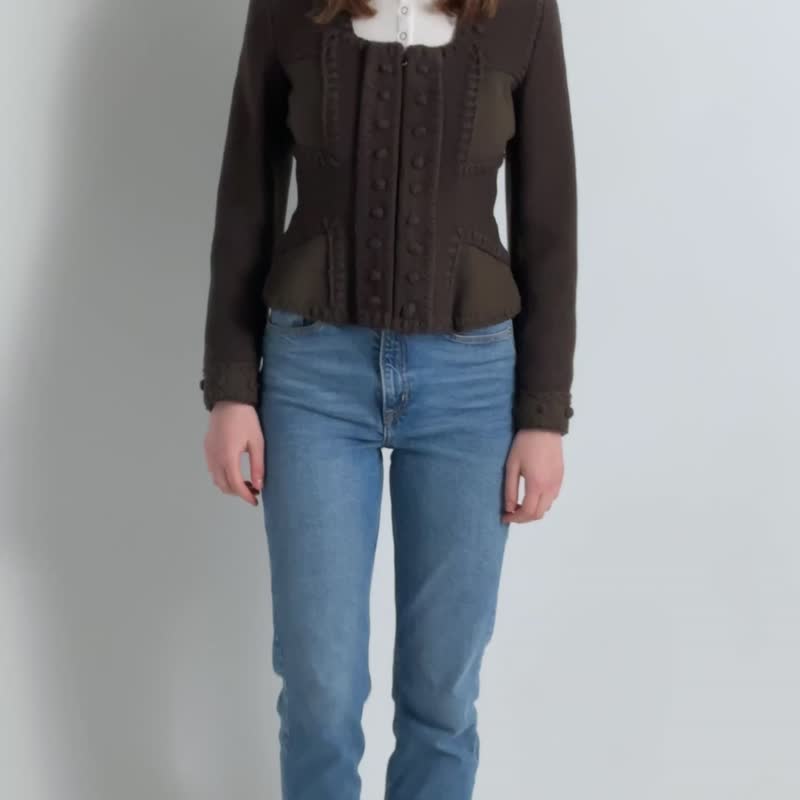 YSL Yves Saint Laurent Rive Gauche Wool Schurwool Blazer Tom Ford Jacket 7095 - 女大衣/外套 - 羊毛 咖啡色