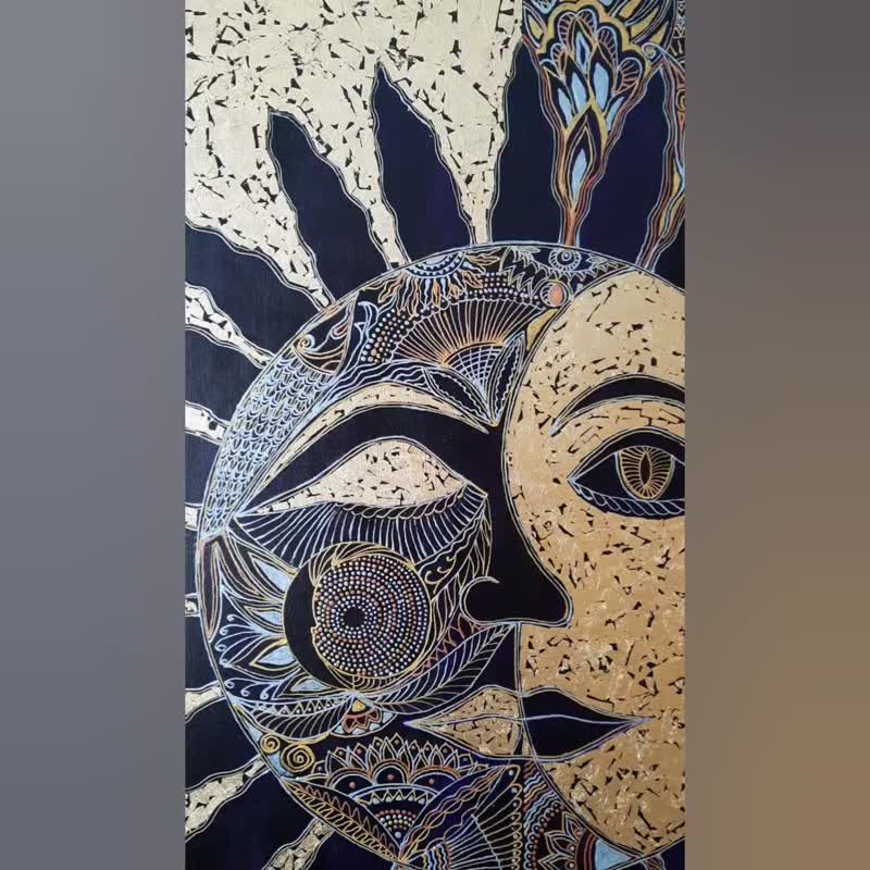 室內裝飾藝術品 金箔藝術 圖形繪畫 方形牆壁藝術 - 壁貼/牆壁裝飾 - 其他材質 多色
