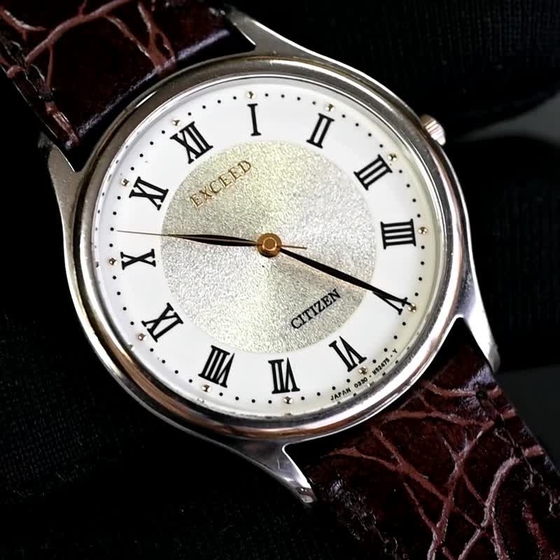 CITIZEN Exceed 男性用 ユニセックス クォーツ 腕時計 ローマ数字 33mm 薄型5mm厚 耐磁  手錶 - 男錶/中性錶 - 不鏽鋼 