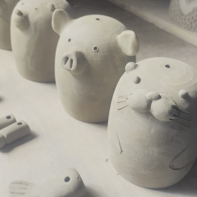 動物陶風鈴 親子陶藝 手捏陶 彩繪課 - 陶藝/玻璃 - 陶 