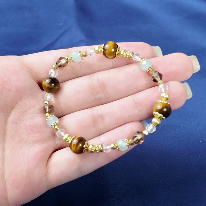 Romance under the rising sun | A122 Stone stone aquamarine citrine bracelet - สร้อยข้อมือ - เครื่องเพชรพลอย สีเหลือง