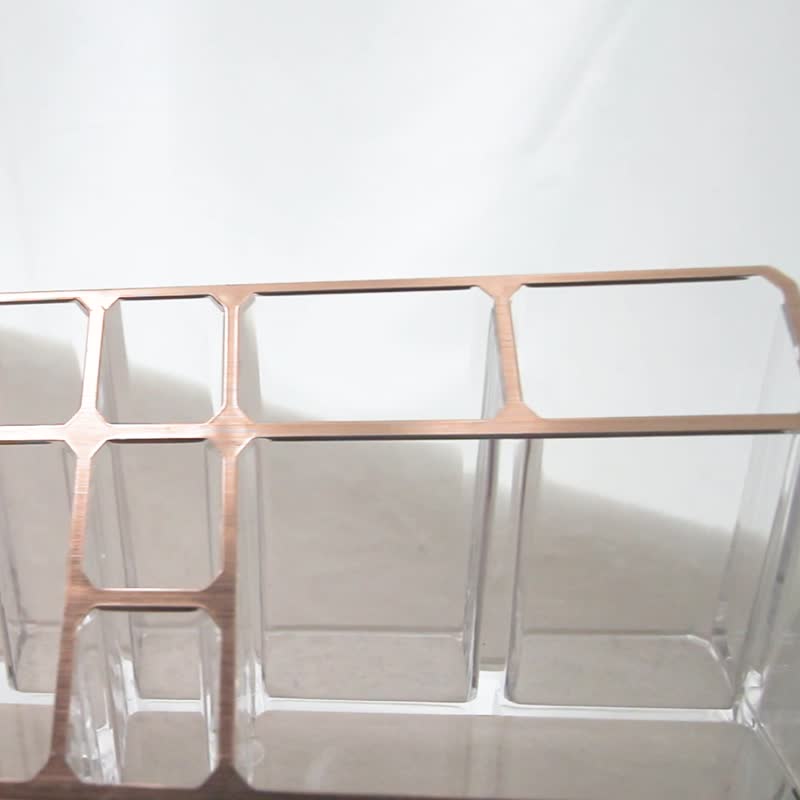 Acrylic Rose Gold Desktop Makeup Organizer (10 Slots) - Storage - Acrylic Gold