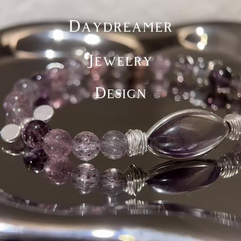 高品質紫超七號高品質超七純銀設計款手鏈 - 手鍊/手環 - 水晶 多色