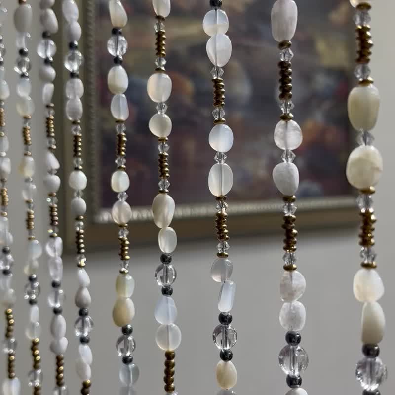 White Moonlight Crystal Bead Curtain Naturally Selected White Moonstone Naturally Selected Ice Cracked White Crystal Customized Feng Shui - ม่านและป้ายประตู - หยก ขาว