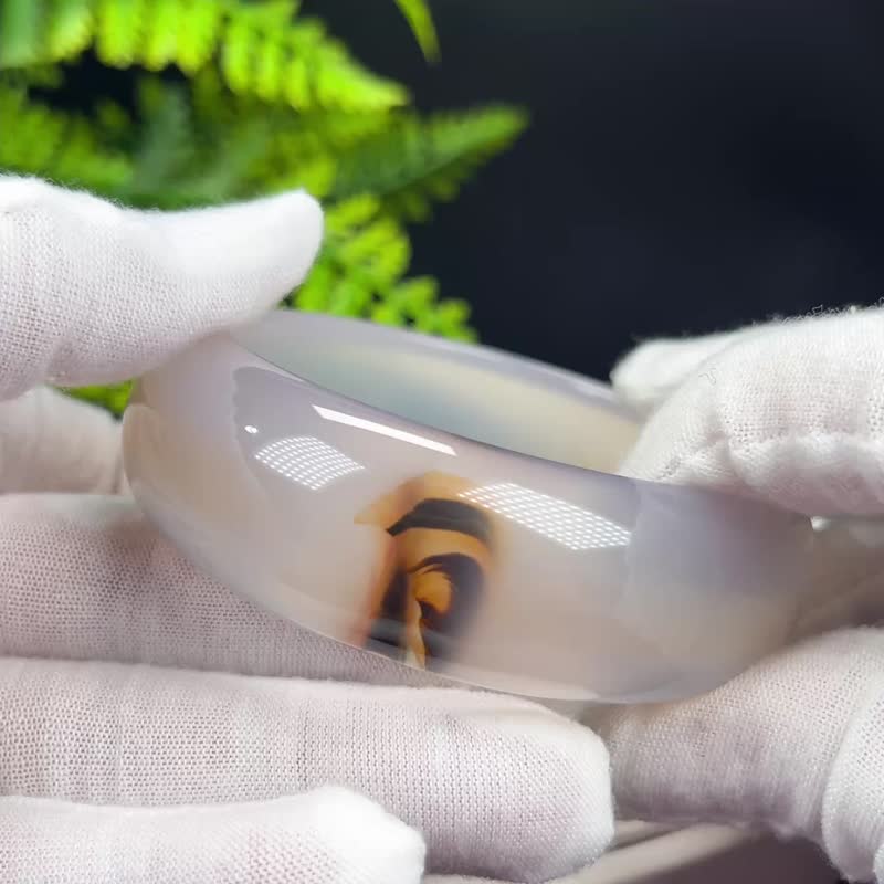 優質 溏心景觀瑪瑙手鐲 61MM 高冰透凈體起剛意境飄花 美觀大方 - 手鍊/手環 - 半寶石 