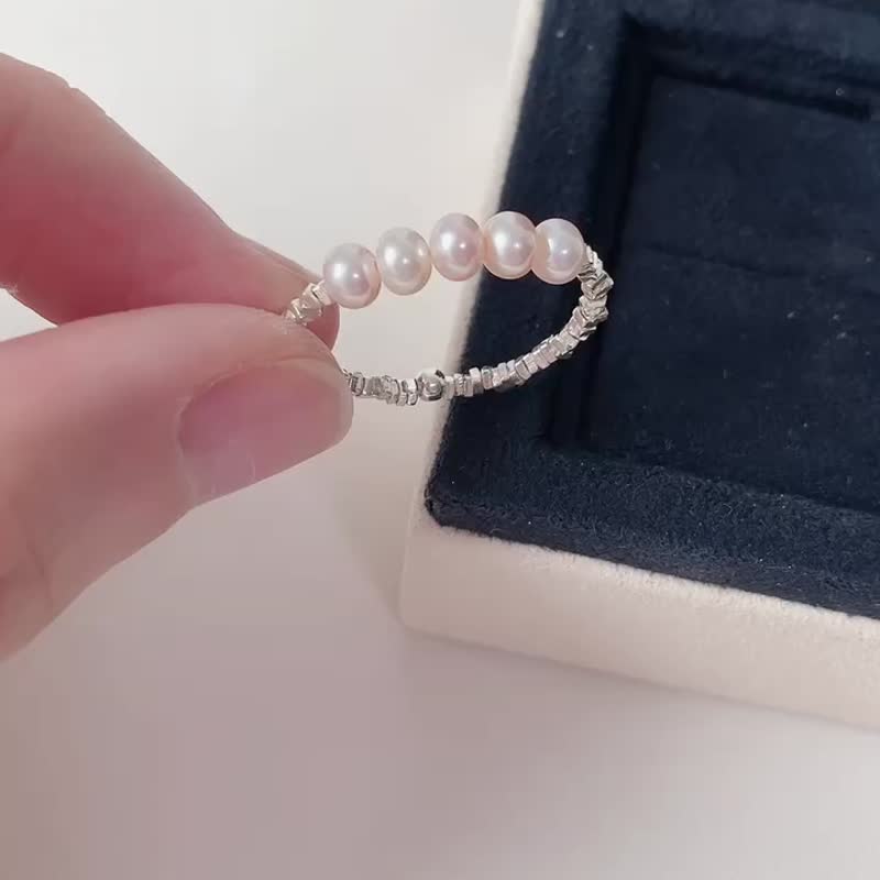 Natural freshwater pearl with 925 Silver ring - แหวนทั่วไป - ไข่มุก หลากหลายสี