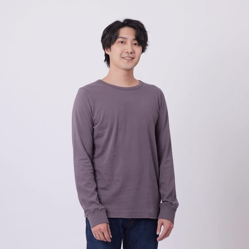 素面純色水洗舒適純棉T男/ 深灰 - 男装 T 恤 - 棉．麻 灰色